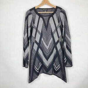 I.N.C. Pullover Sparkle Dressy Sweater Abstract Artsy Holiday Party New Year's L